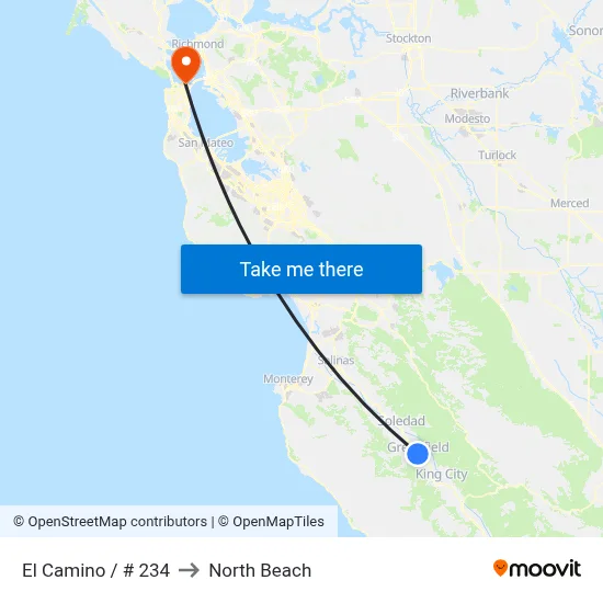 El Camino / # 234 to North Beach map