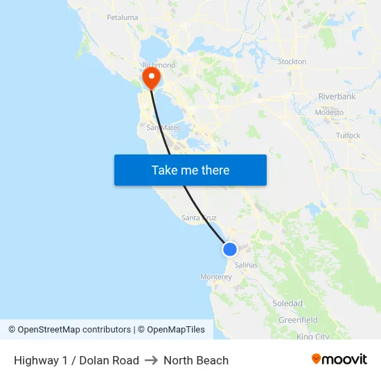 Highway 1 /  Dolan Road to North Beach map