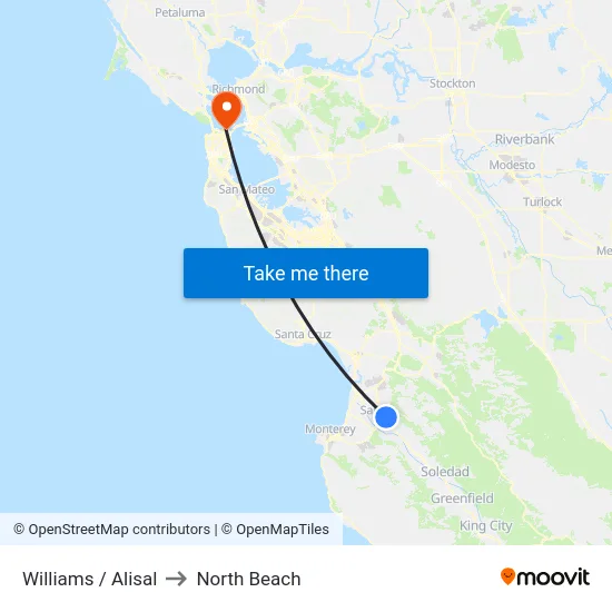 Williams /  Alisal to North Beach map