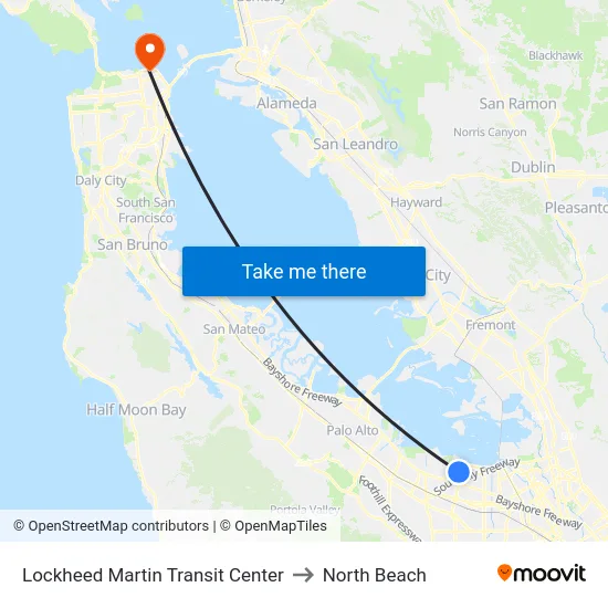 Lockheed Martin Transit Center to North Beach map