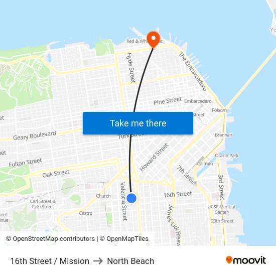 16th Street / Mission to North Beach map