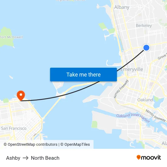 Ashby to North Beach map