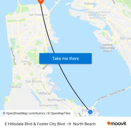 E Hillsdale Blvd & Foster City Blvd to North Beach map