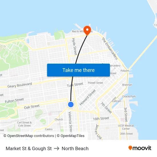 Market St & Gough St to North Beach map