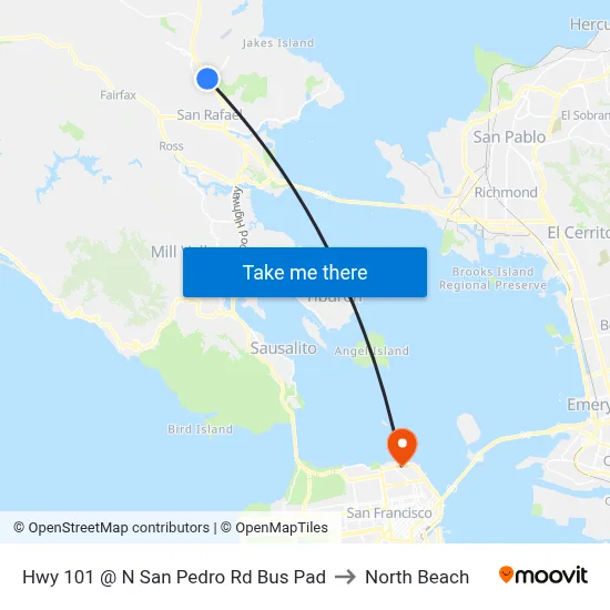 Hwy 101 @ N San Pedro Rd Bus Pad to North Beach map