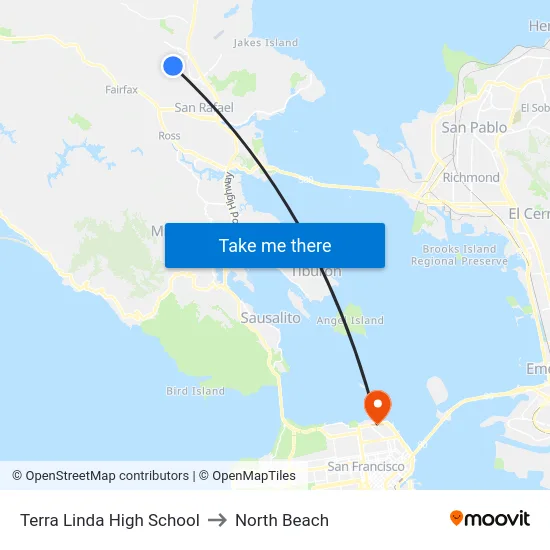 Terra Linda High School to North Beach map