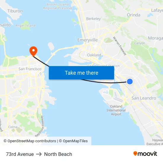 73rd Avenue to North Beach map