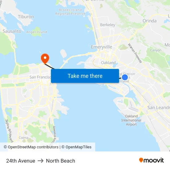 24th Avenue to North Beach map
