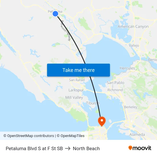 Petaluma Blvd S at F St SB to North Beach map
