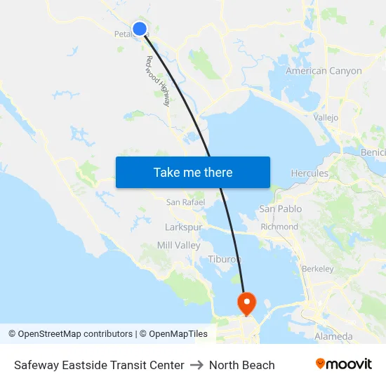 Safeway Eastside Transit Center to North Beach map