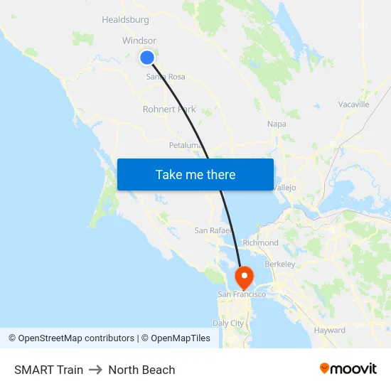 SMART Train to North Beach map