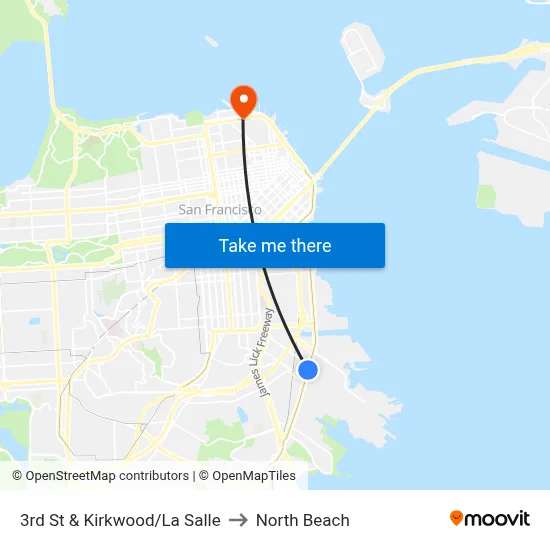 3rd St & Kirkwood/La Salle to North Beach map
