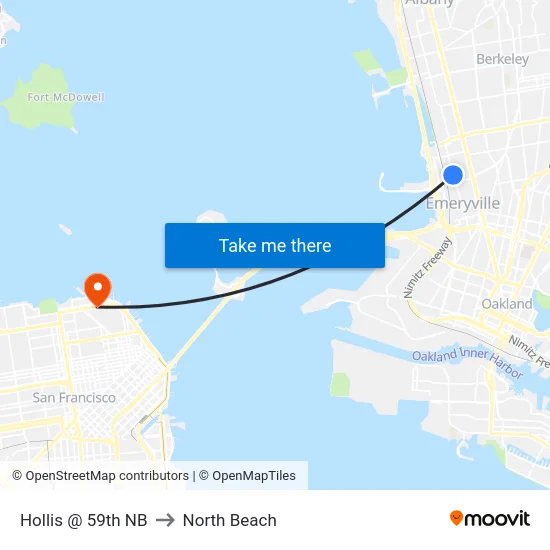 Hollis @ 59th NB to North Beach map