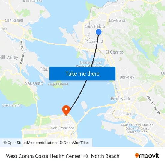 West Contra Costa Health Center to North Beach map