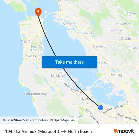 1045 La Avenida to North Beach map