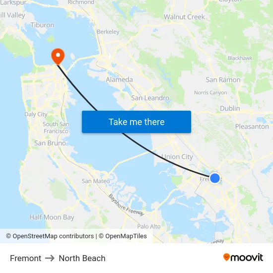 Fremont to North Beach map