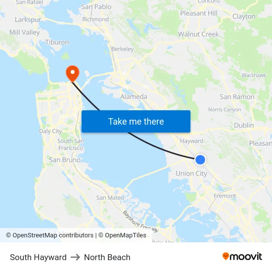 South Hayward to North Beach map