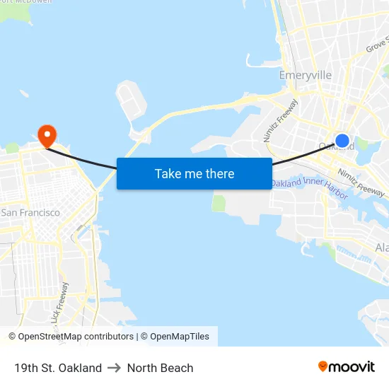 19th St. Oakland to North Beach map