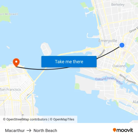 Macarthur to North Beach map