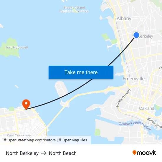 North Berkeley to North Beach map
