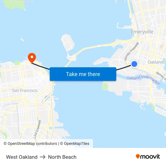 West Oakland to North Beach map