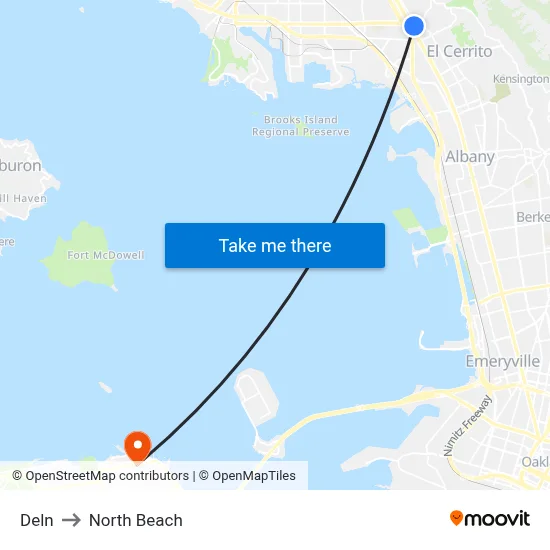 Deln to North Beach map