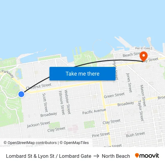 Lombard St & Lyon St / Lombard Gate to North Beach map