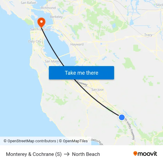 Monterey & Cochrane (S) to North Beach map