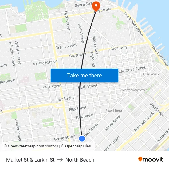 Market St & Larkin St to North Beach map