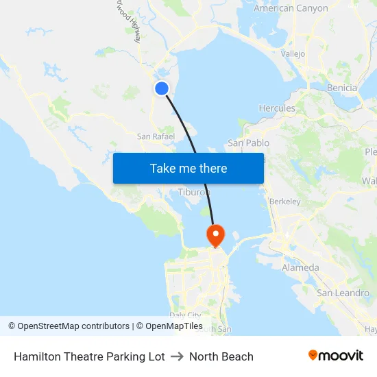 Hamilton Theatre Parking Lot to North Beach map