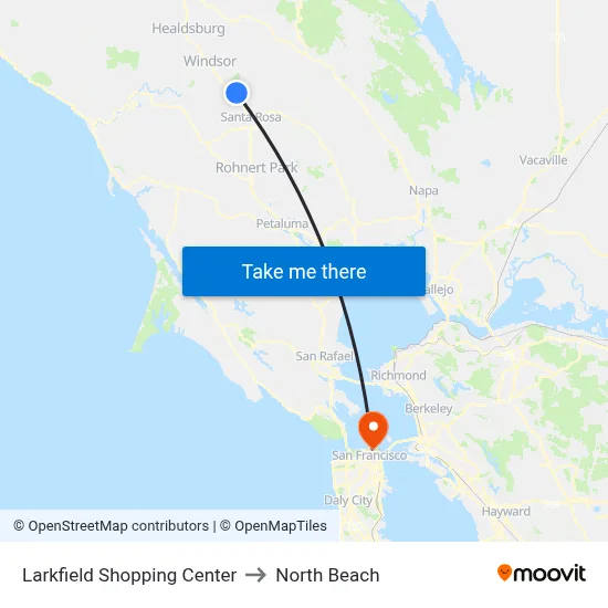Larkfield Shopping Center to North Beach map