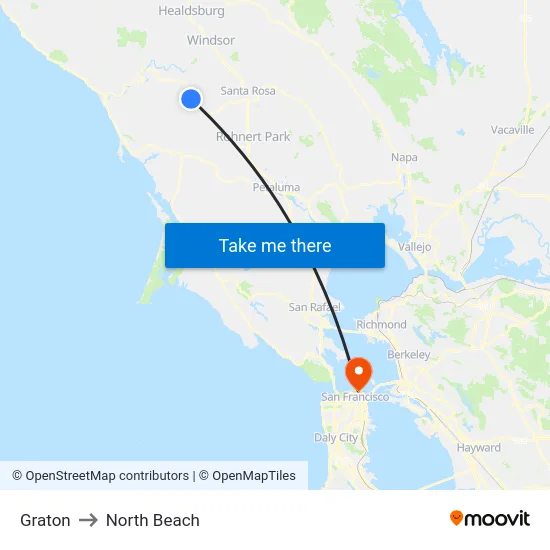 Graton to North Beach map