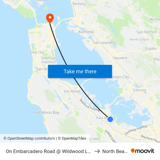 On Embarcadero Road @ Wildwood Lane to North Beach map