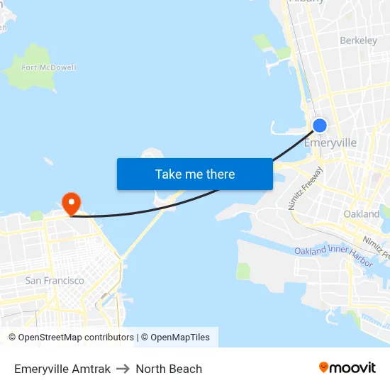 Emeryville Amtrak to North Beach map