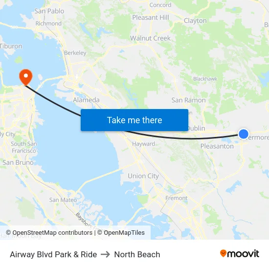 Airway Blvd Park & Ride to North Beach map