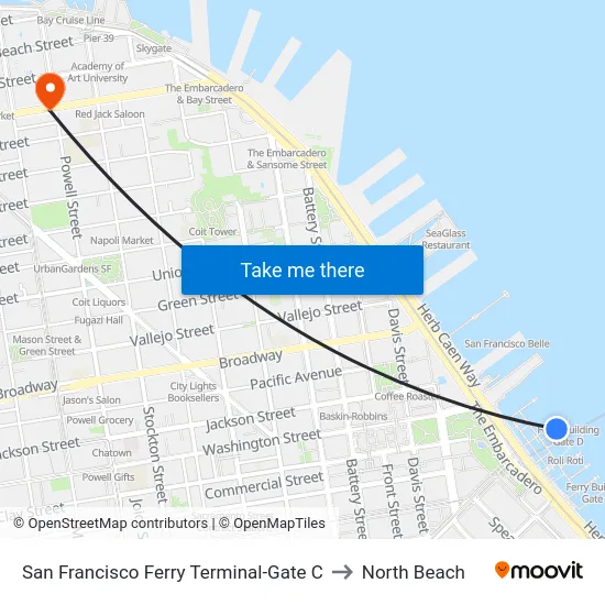 San Francisco Ferry Terminal-Gate C to North Beach map