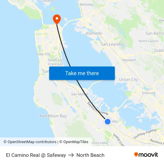 El Camino Real @ Safeway to North Beach map