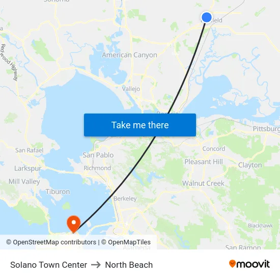 Solano Town Center to North Beach map