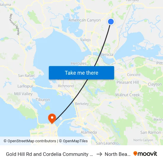 Gold Hill Rd and Cordelia Community Park to North Beach map
