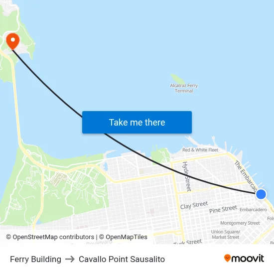 Ferry Building to Cavallo Point Sausalito map
