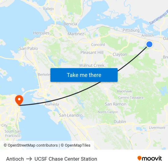 Antioch to UCSF Chase Center Station map