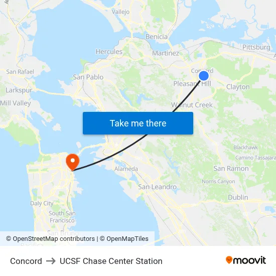 Concord to UCSF Chase Center Station map