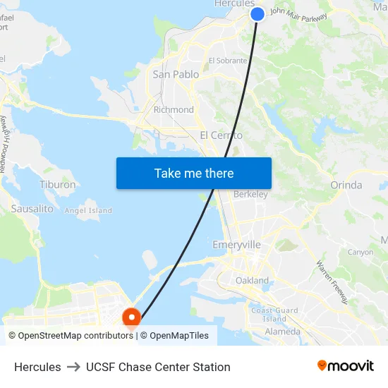 Hercules to UCSF Chase Center Station map