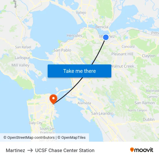 Martinez to UCSF Chase Center Station map