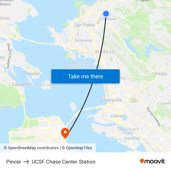 Pinole to UCSF Chase Center Station map