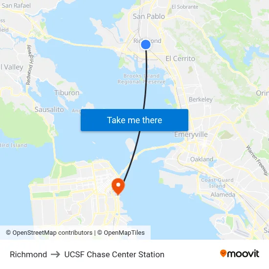Richmond to UCSF Chase Center Station map