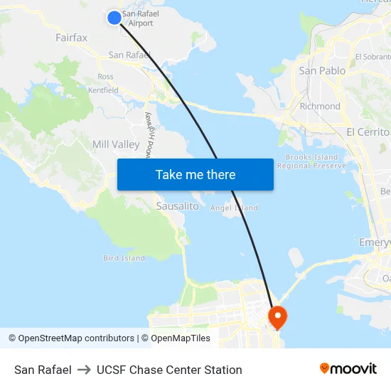 San Rafael to UCSF Chase Center Station map