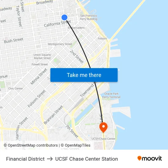 Financial District to UCSF Chase Center Station map