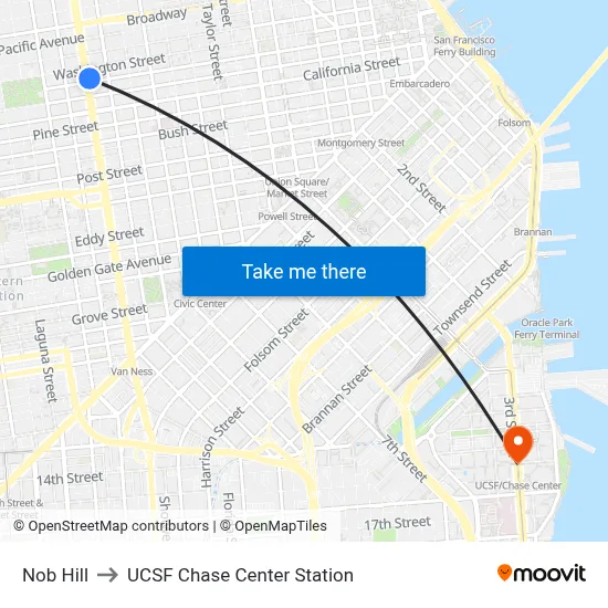 Nob Hill to UCSF Chase Center Station map