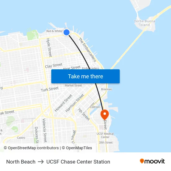 North Beach to UCSF Chase Center Station map